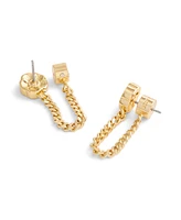 Coach Faux Cultivated Pearl Signature Tea Rose Front Back Earrings