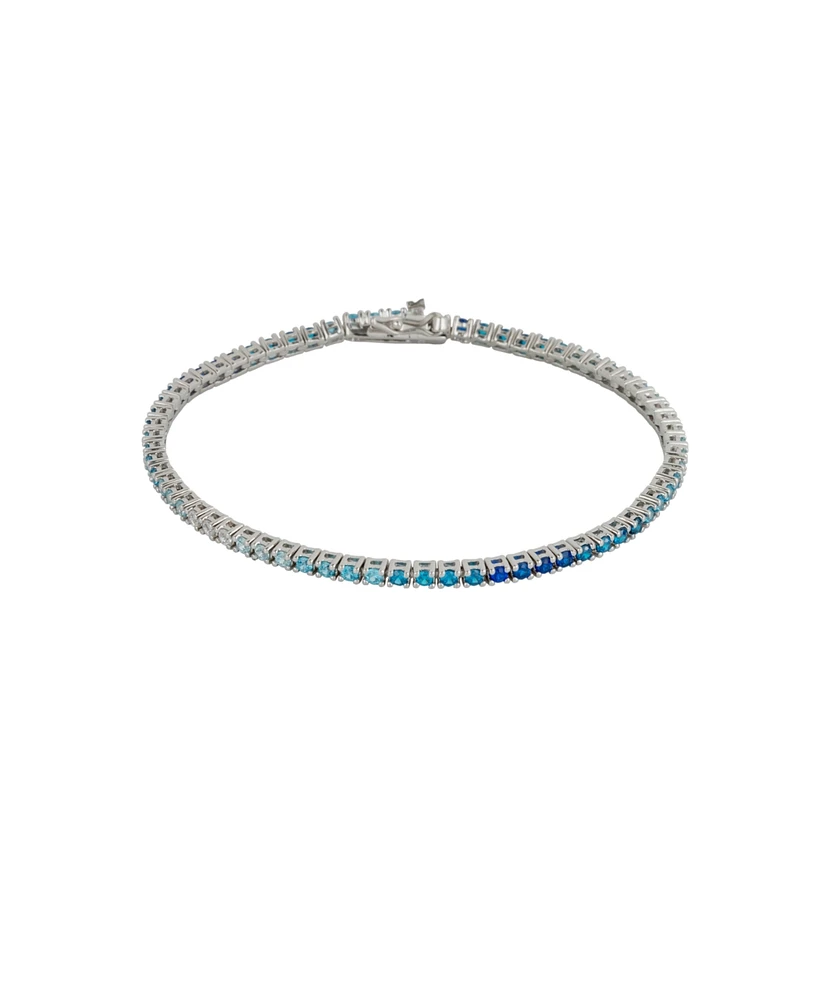 Spero London Sterling Silver Blue Gradient Fine Tennis Bracelet