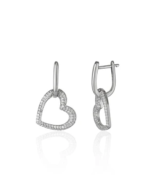Spero London Chunky Heart Sterling Silver Drop Earrings