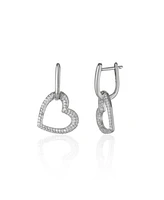 Spero London Chunky Heart Sterling Silver Drop Earrings