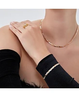 Spero London Gold Rose Gold and Silver Spiral Sterling Silver Flat Bracelet