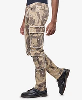 Raw X Men's Printed Cargo Pocket Denim Jeans