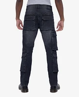 Raw X Men's All Over Cargo Pocket Straight Fit Fashion Jeans