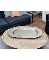 Oval Hammered Stainless Steel Serving Tray – Decorative & Durable Entertaining Platter