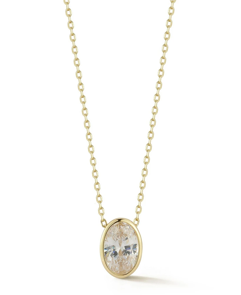 Rachel Zoe 14K Gold Plated Sterling Silver Oval Cut Solitaire Necklace