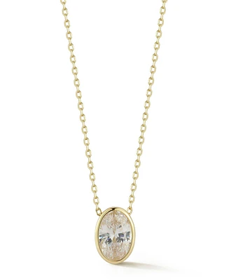 Rachel Zoe 14K Gold Plated Sterling Silver Oval Cut Solitaire Necklace