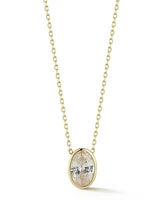 Rachel Zoe 14K Gold Plated Sterling Silver Oval Cut Solitaire Necklace