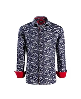 Elie Balleh Big Boys Navy Paisley Pattern Slim Fit Shirt