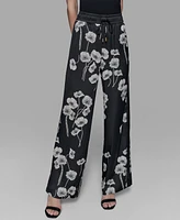 Karl Lagerfeld Paris Petite Floral Print Wide-Leg Pants