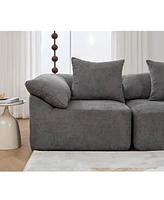 142" L-Shaped Chenille Sectional Sofa Sleeper with Ottoman, Gray