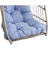 Outdoor garden rattan egg swing chair hanging chair Pe hanging chair blue