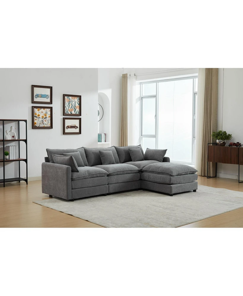 Modular 3-Seater Sofa with Ottoman
