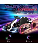 24V 7.5 Mph Electric Go Kart with Adjustable Seat, Drifting Car Battery Powered Ride on Toy Outdoor with Slow Start, Button Start, Music, Honking Horn