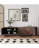 Modern Tv Cabinet with Extendable Storage and Adjustable Shelves (70"-90")