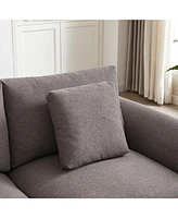 102" Modular Sofa with Ottoman, Pillows, and Cushions for Living Room (Grey Upholstery, Plastic Legs)