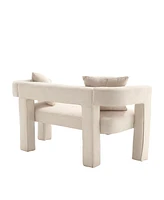 Comfy Chenille Loveseat Sofa for Small Spaces (Beige)