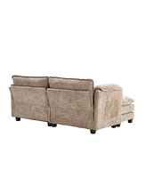 Plush Chenille Sofa with Detachable Armrests