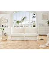 Slipcovered Armless 2-Seater Convertible Sofa with Pillows