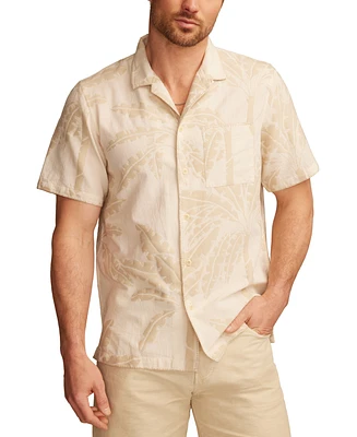 Lucky Brand Men's Relaxed Fit Short Sleeve Palm Print Button-Front Camp Shirt