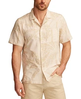 Lucky Brand Men's Relaxed Fit Short Sleeve Palm Print Button-Front Camp Shirt