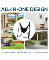 Patio Hammock Chair with Stand - Hanging Hammock Swing Chair with Stand for Outside - Heavy-Duty Steel - A-Frame - Black