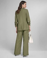Calvin Klein Womens 3 4 Sleeve Blazer Flutter Sleeve Blouse Wide Leg Pants