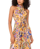 Msk Women's Printed Halter Asymmetrical-Hem Jumpsuit