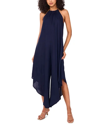 Msk Women's Halter Beaded-Trim Asymmetrical-Hem Jumpsuit