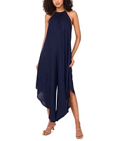 Msk Women's Halter Beaded-Trim Asymmetrical-Hem Jumpsuit