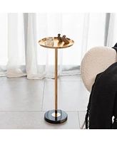 Adjustable Marble Side Table: Gold & White