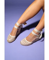Lions Mesh Leather Wedge Espadrilles Sandal (Women)
