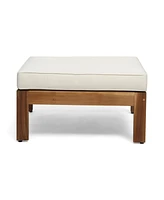Acacia Wood Outdoor Sofa Set with Ottoman & Table