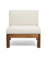 Acacia Wood Outdoor Sofa Set with Ottoman & Table