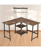 L-Shaped Corner Computer Desk with Storage Shelves