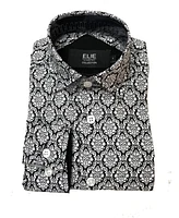 Elie Balleh Little Boys Black Printed Short Sleeve Button-Down Slim Fit Shirt