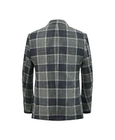 Elie Balleh Boys Grey Slim Fit Plaid Blazer