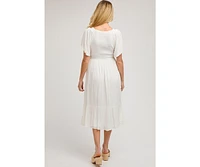 Pinkblush Maternity Ivory Smocked Ruffle Dress