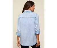 Pinkblush Maternity Light Blue Chambray Rolled Cuff Shirt