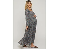 Pinkblush Maternity Navy Floral Long Sleeve Maxi Dress