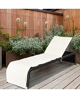 Gymax Adjustable Rattan Recliner Chaise Lounge Chair w/ Cushion Outdoor Patio