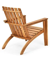 Gymax 4PCS Outdoor Wooden Adirondack Chair Patio Lounge Chair w/ Armrest