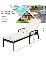 Gymax Adjustable Rattan Chaise Recliner Lounge Chair Patio Outdoor w/ Cushion