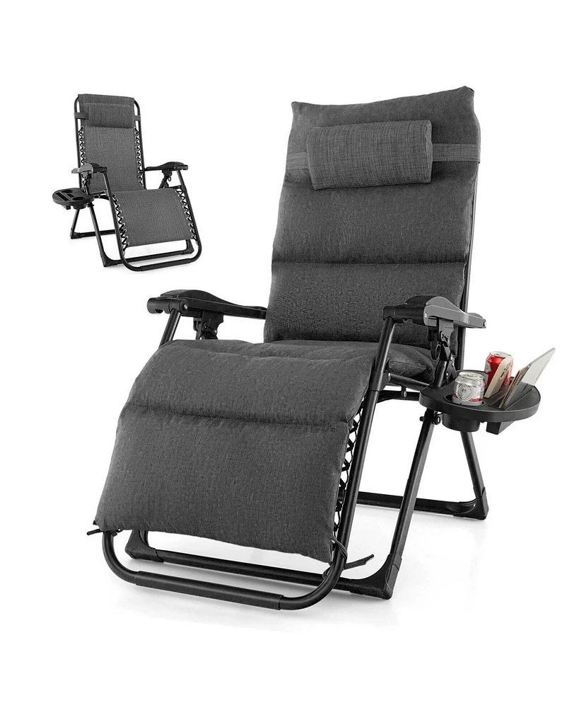 Gymax Zero Gravity Chair Folding Recliner Lounge w/ Cushion Cup Holder