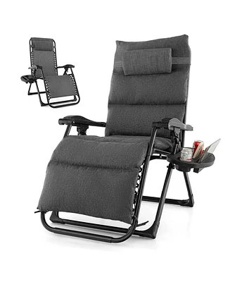 Gymax Zero Gravity Chair Folding Recliner Lounge w/ Cushion Cup Holder