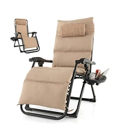 Gymax Zero Gravity Chair Folding Recliner Lounge w/ Cushion Cup Holder