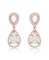 18K Rose Gold Plating with Clear Cubic Zirconia & HowLite Formal Drop Earrings
