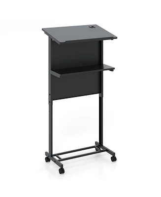 3-Position Height Adjustable Lectern Table with Tilted Tabletop
