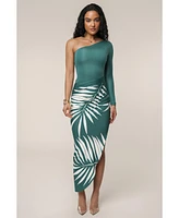 Jluxlabel Women's One Shoulder Palm Print Dress