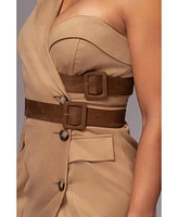 Jluxlabel Women's One Shoulder Suede Blazer Dress