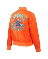 Freeze Max Women's Orange Lilo and Stitch Scrump Full-Snap Satin Jacket